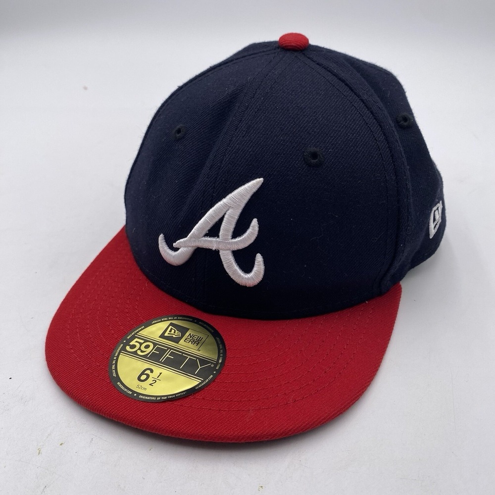Atlanta Braves Hat New Era 59Fifty Fitted Size 6 1/2 Custom Embroidered Home Hat